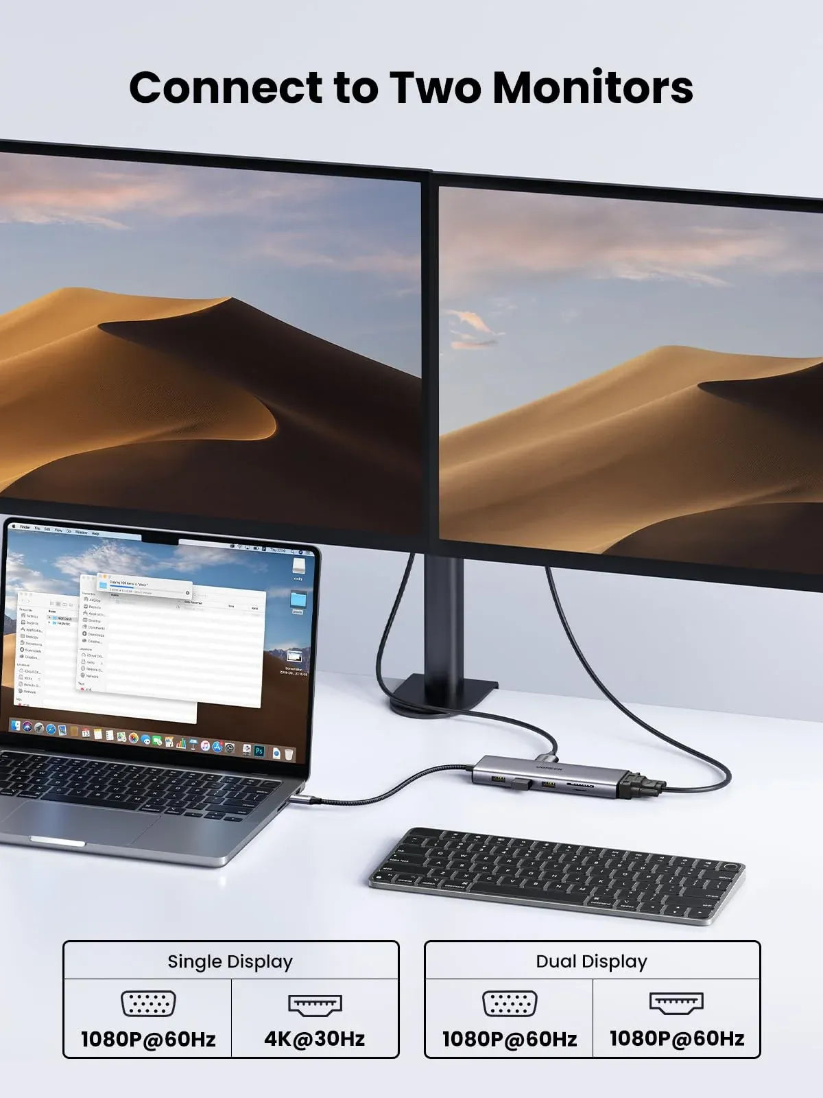 UGREEN 15601 10-in-1 USB-C Docking Station with 4K@30Hz HDMI & VGA & Gigabit Ethernet & 100W PD Input - متجر TT Tab للتقنيات الحديثة