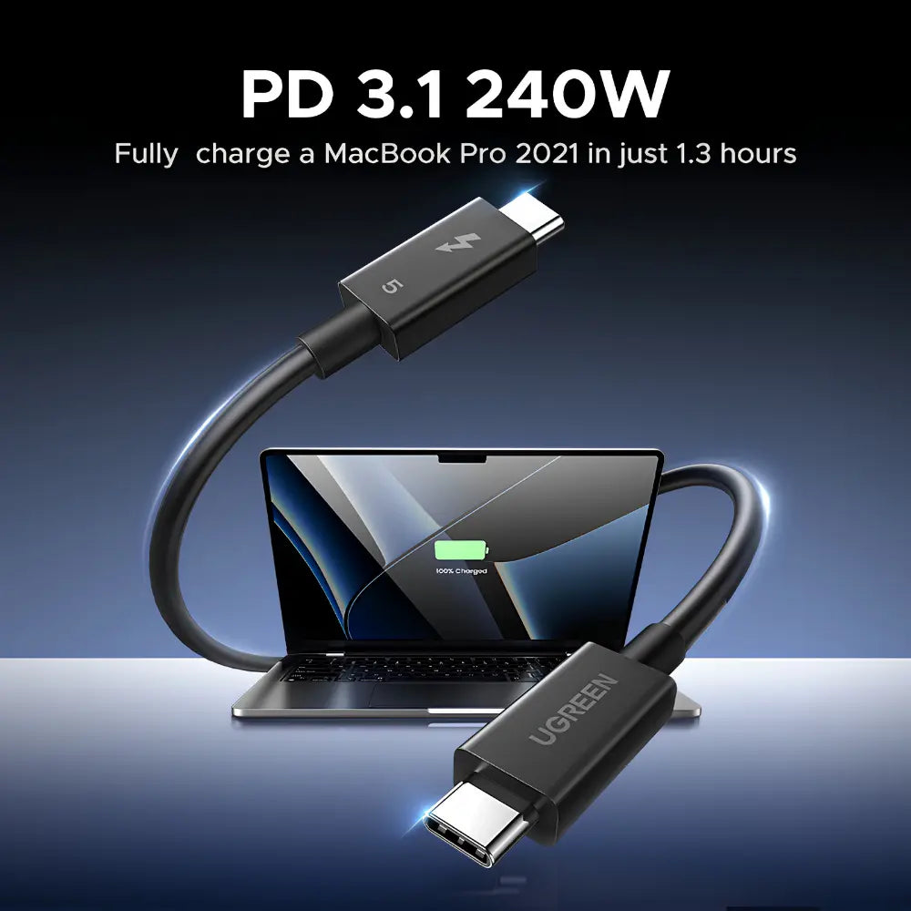 UGREEN L703 45996 Thunderbolt 5 USB-C Cable 80Gbps 240W - متجر TT Tab للتقنيات الحديثة