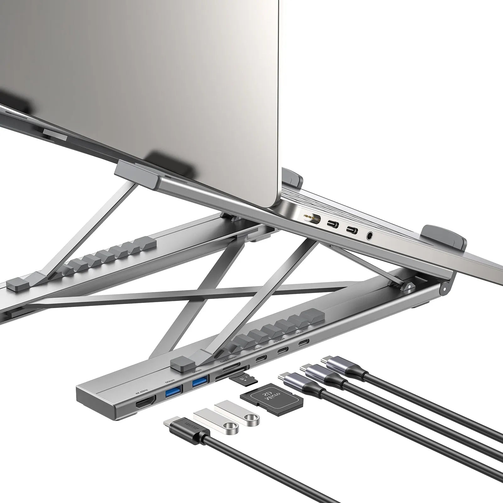 Unitek D1137AGY01 USB-C Foldable Laptop Stand with Docking Station - متجر TT Tab للتقنيات الحديثة