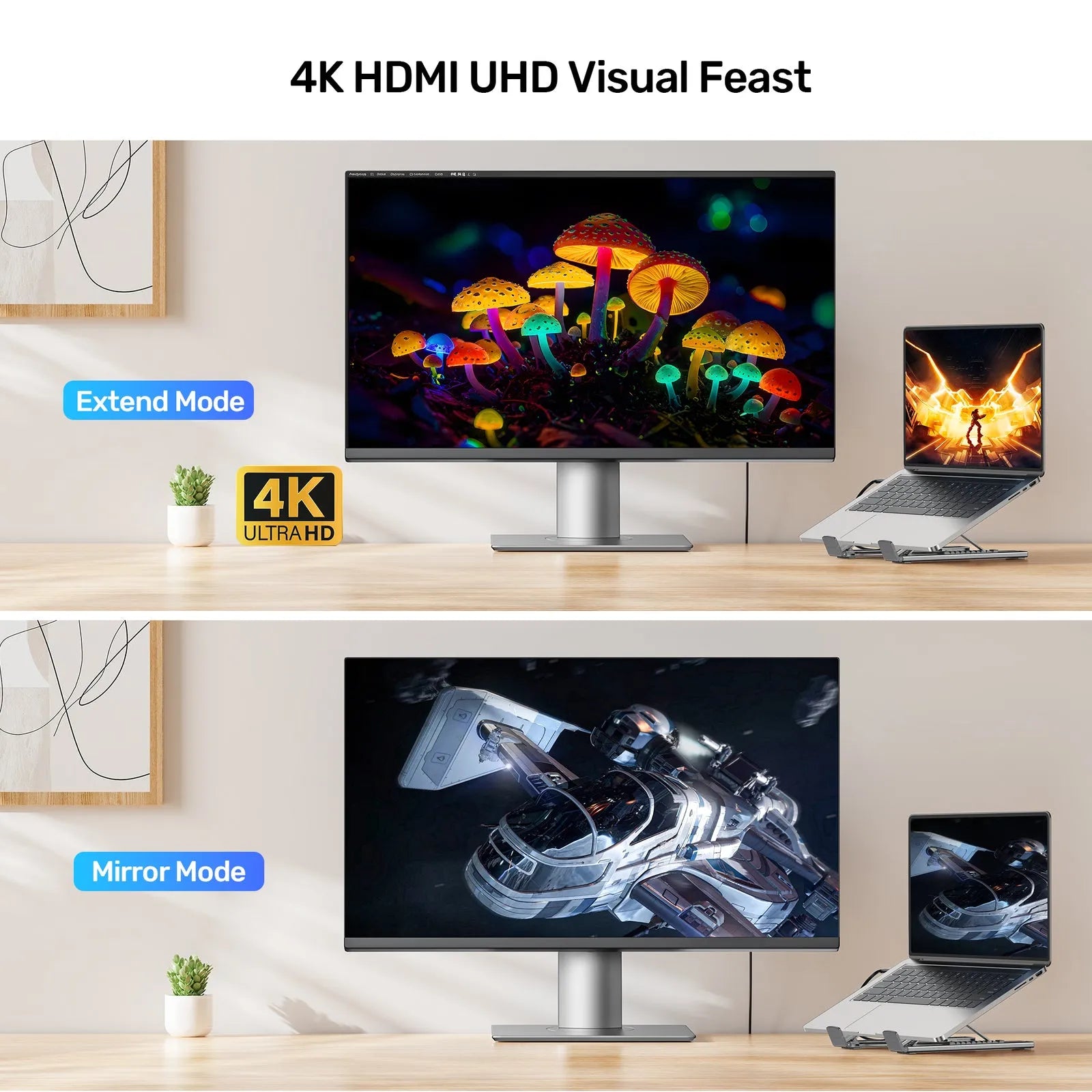 Unitek D1137AGY01 USB-C Foldable Laptop Stand with Docking Station - متجر TT Tab للتقنيات الحديثة