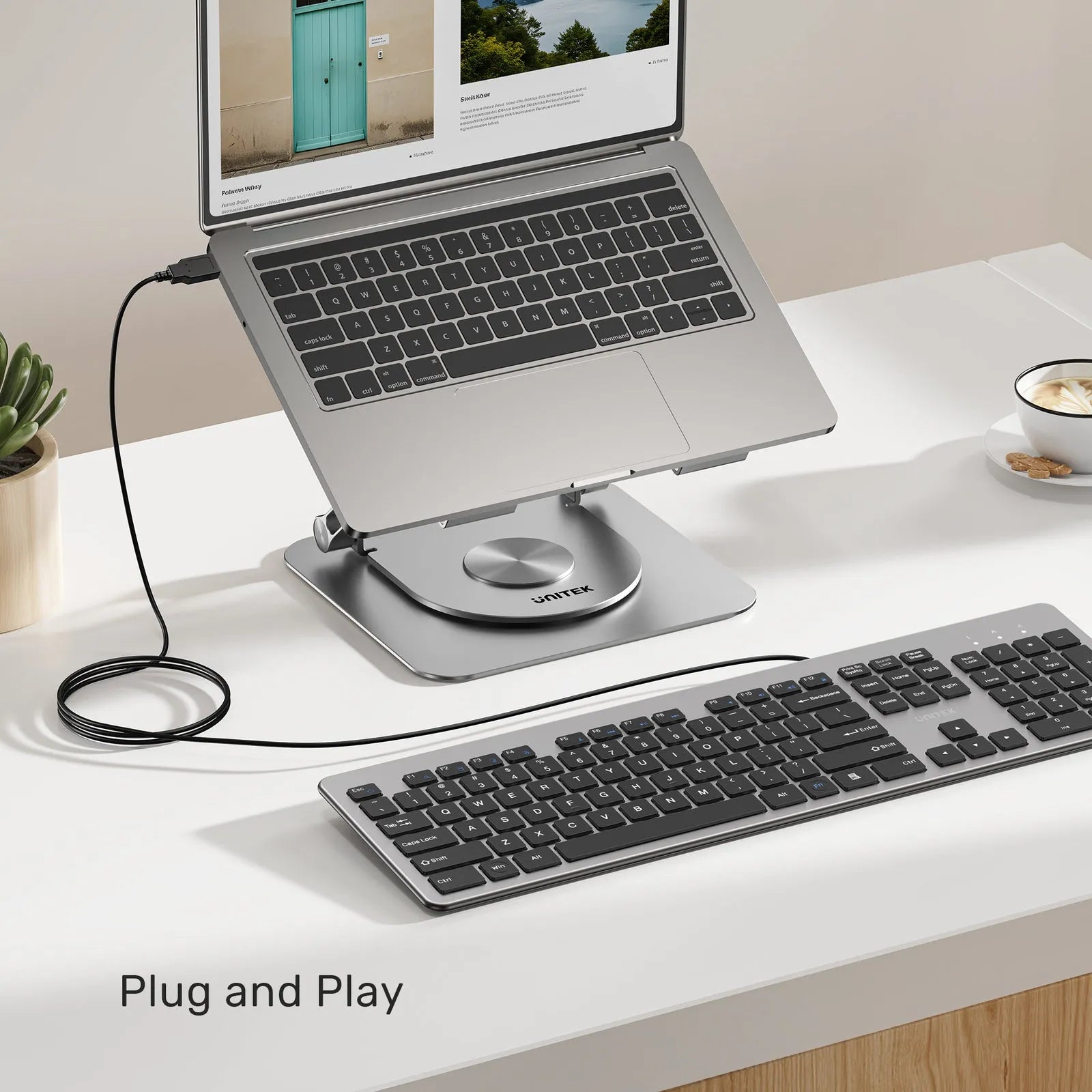 UNITEK SlimTap Ultra-Light Wired 104-Key Full-Size Keyboard with Quiet Scissor Keys - متجر TT Tab للتقنيات الحديثة