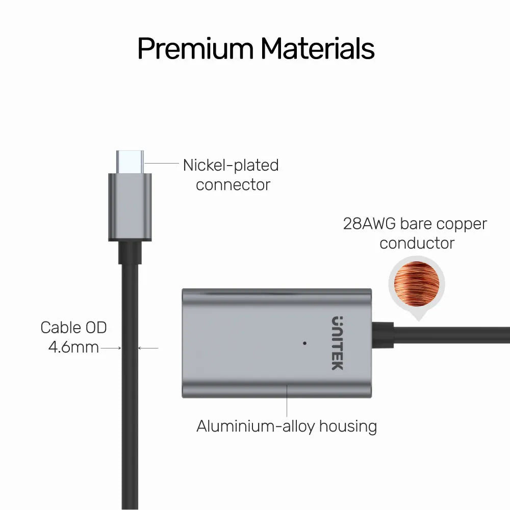Unitek U305A USB-C Active Extension Cable 5M