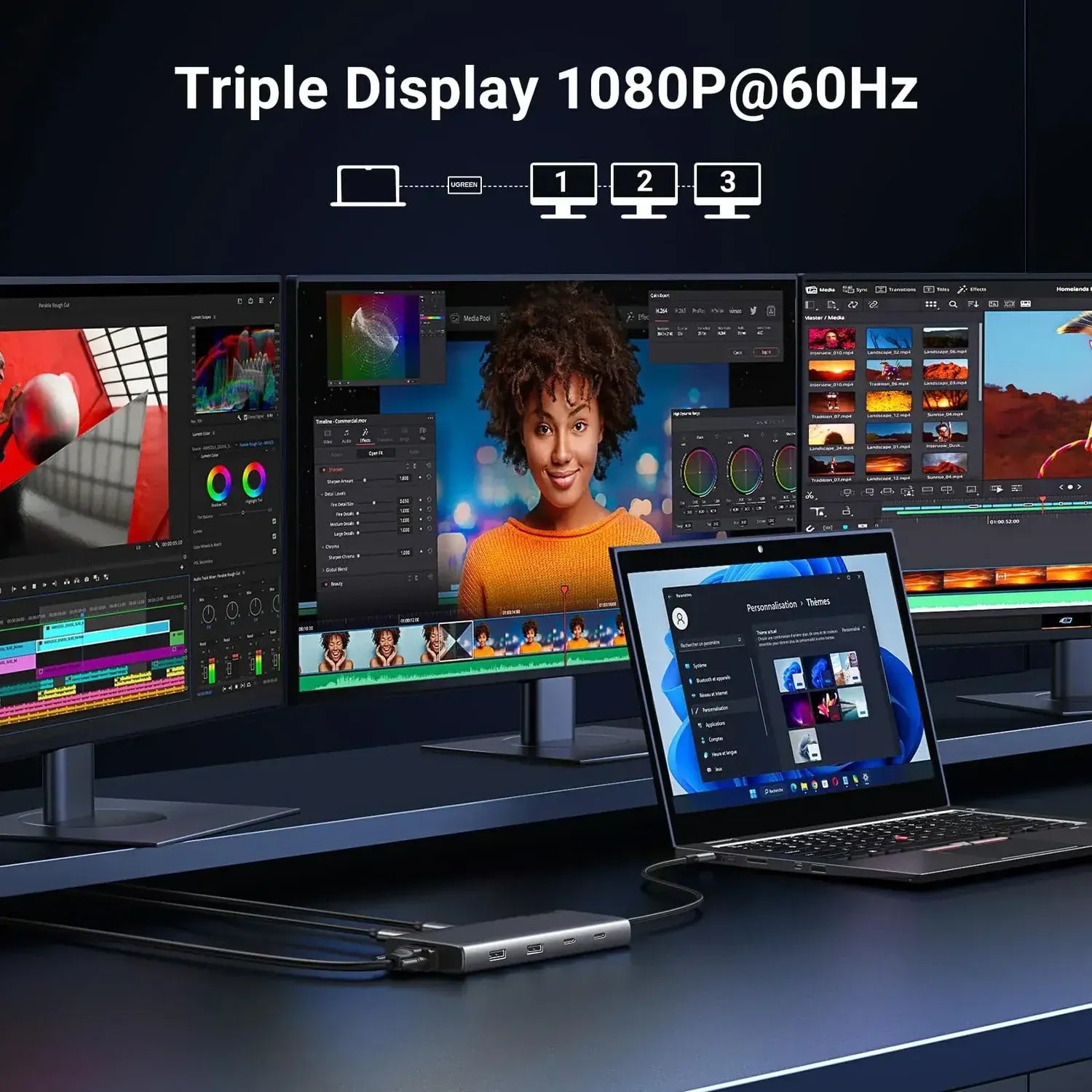 Ugreen 35588 Revodoc 8-in-1 Docking Station Dual Monitor Triple Display 2 HDMI and VGA - متجر TT Tab للتقنيات الحديثة