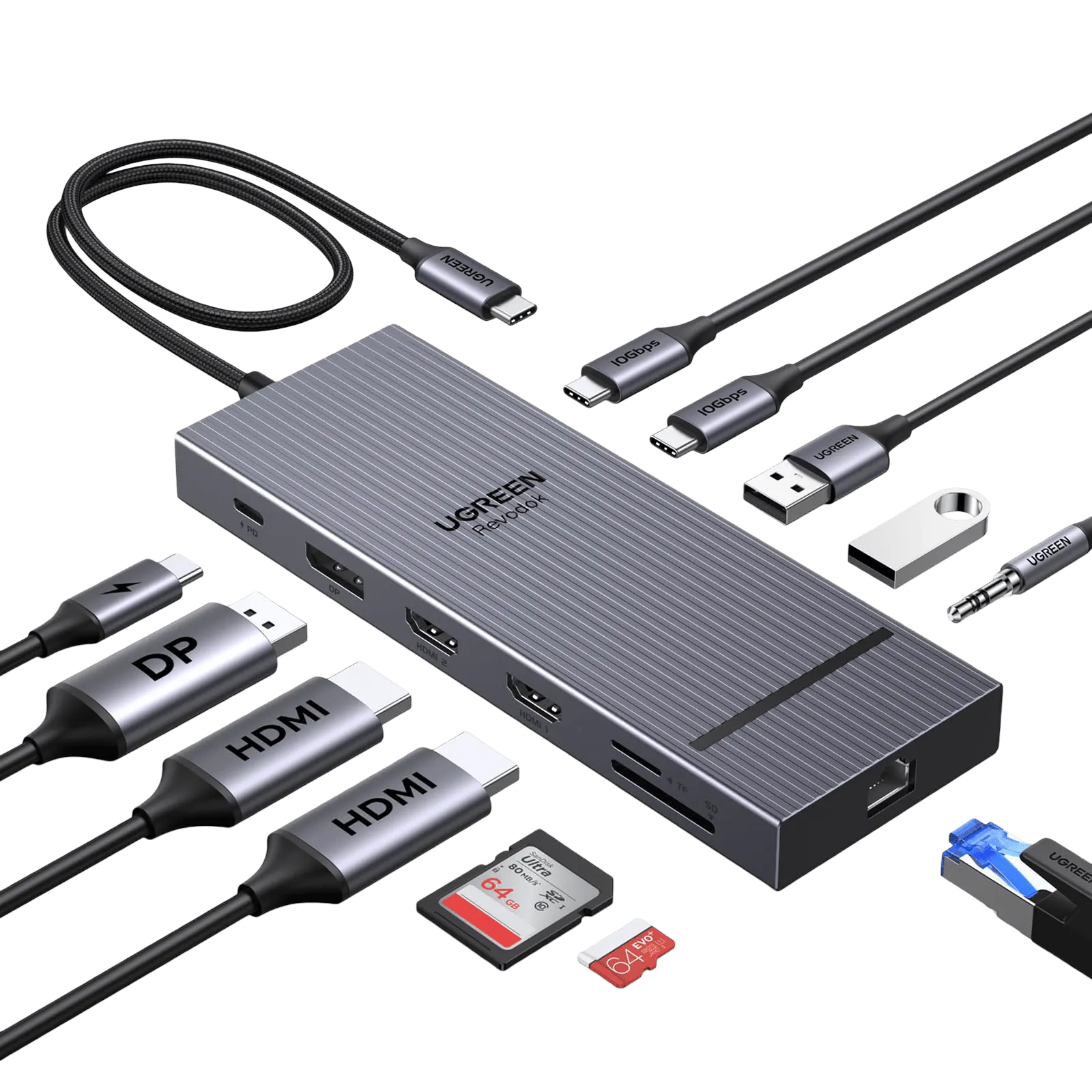 Ugreen 55767 UGREEN Revodok Pro Docking Station 12-in-1 Support 4K 120Hz - متجر TT Tab للتقنيات الحديثة