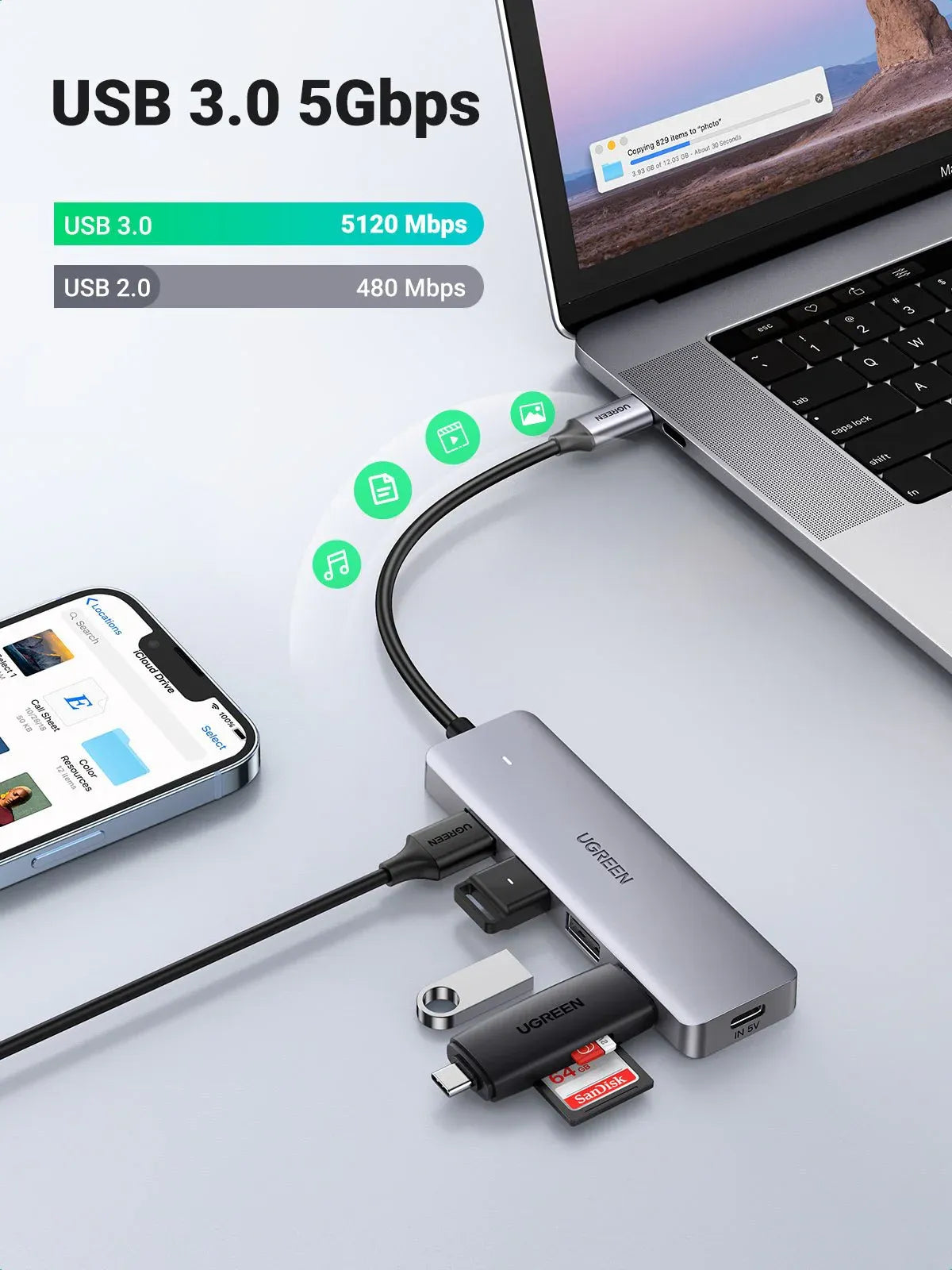 Ugreen 70336 4-Ports USB-C Hub - متجر TT Tab للتقنيات الحديثة