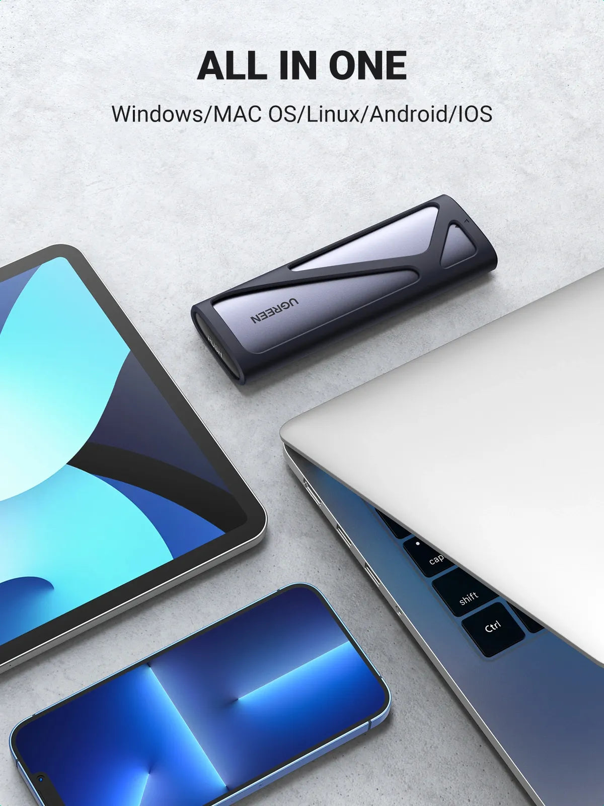 Ugreen CM400 90264 M.2 SATA/ NVMe Enclosure - متجر TT Tab للتقنيات الحديثة