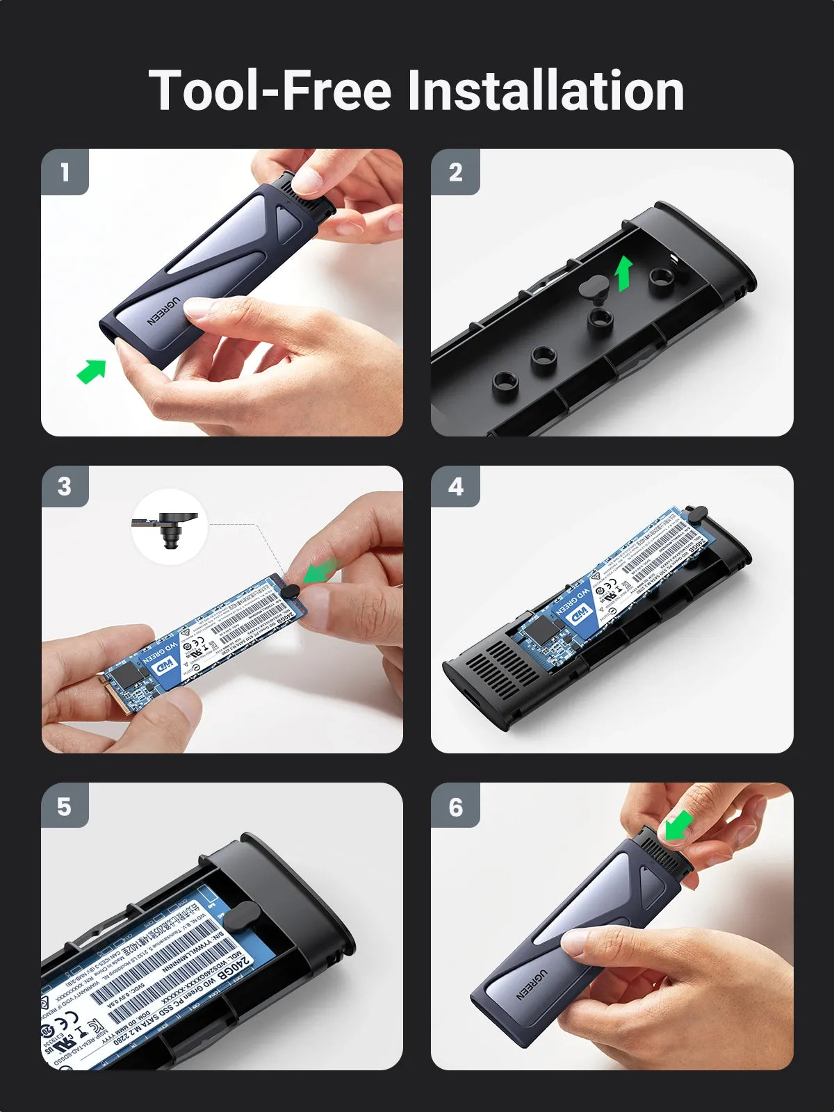 Ugreen CM400 90264 M.2 SATA/ NVMe Enclosure - متجر TT Tab للتقنيات الحديثة
