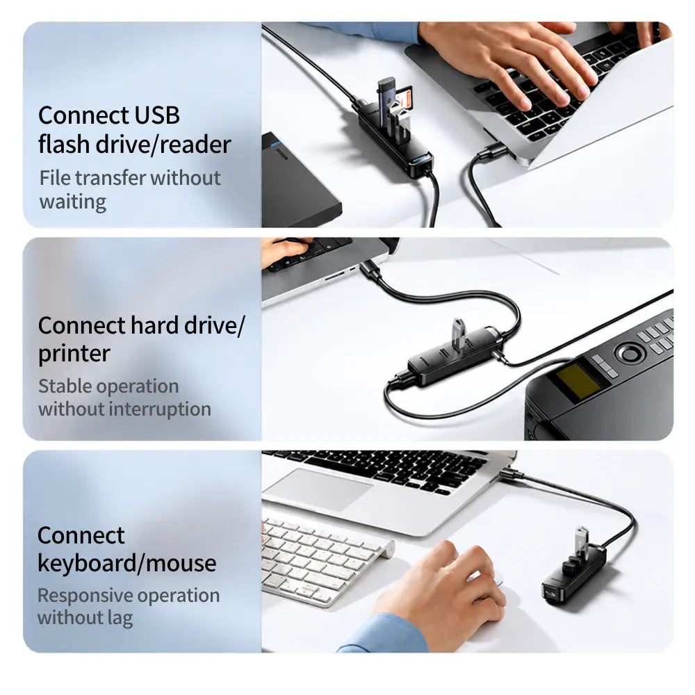 Ugreen CM456 20487 4-Port USB 3.0 Hub with 1m Cable and USB-C Power Input - متجر TT Tab للتقنيات الحديثة
