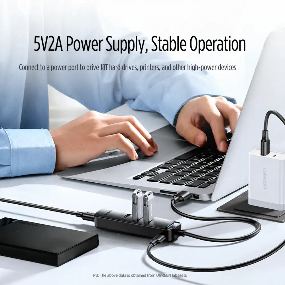 Ugreen CM456 20487 4-Port USB 3.0 Hub with 1m Cable and USB-C Power Input - متجر TT Tab للتقنيات الحديثة