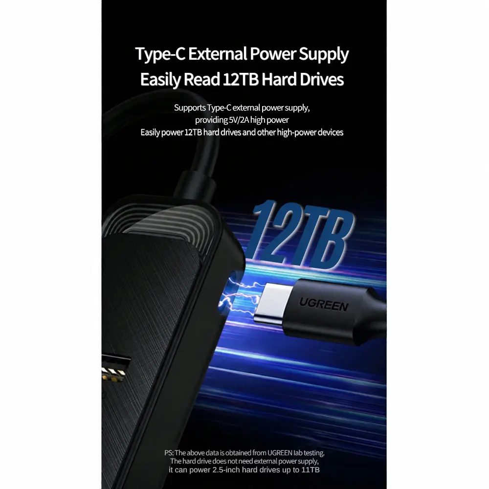 Ugreen CM456 20487 4-Port USB 3.0 Hub with 1m Cable and USB-C Power Input - متجر TT Tab للتقنيات الحديثة
