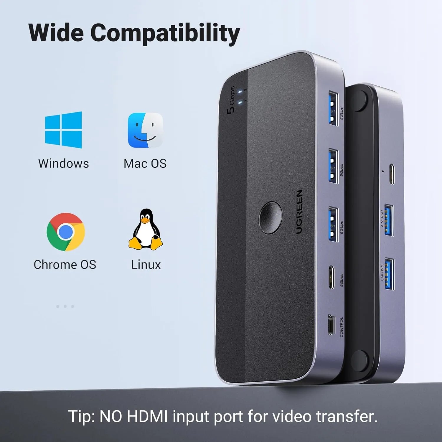 Ugreen CM662 15705 USB 3.0 Sharing Switch 2 in 4 Out Type-A Cable - متجر TT Tab للتقنيات الحديثة