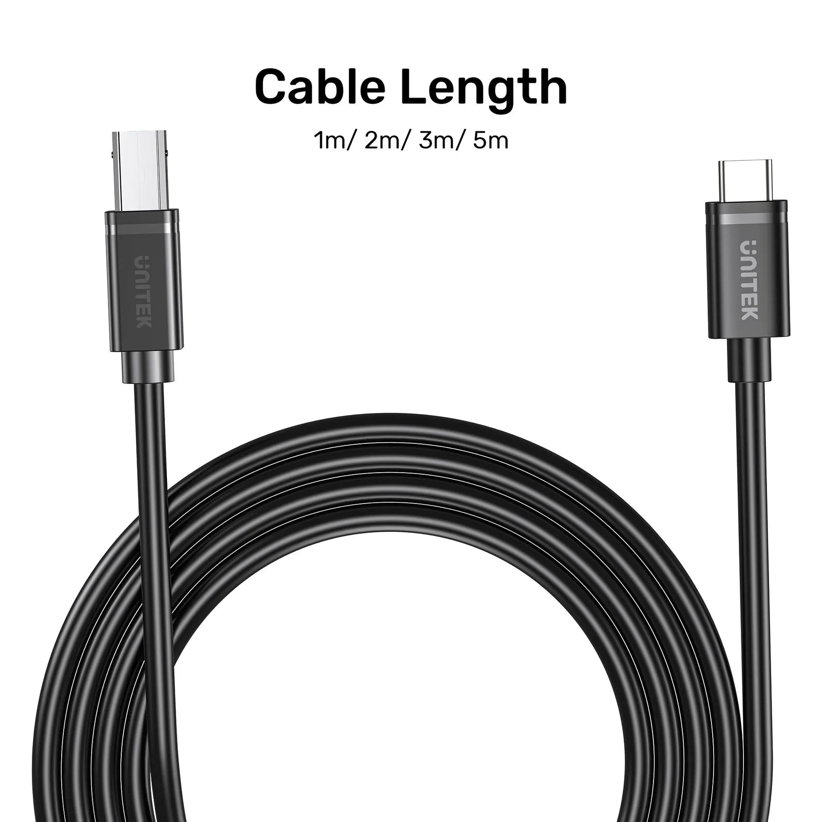 USB-C to USB-B Data and Charging Cable