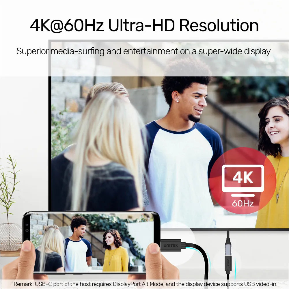 Unitek C14086BK USB-C Extension Cable with 4K@60Hz, 100W PD, 10Gbps Data (USB 3.2 Gen2)