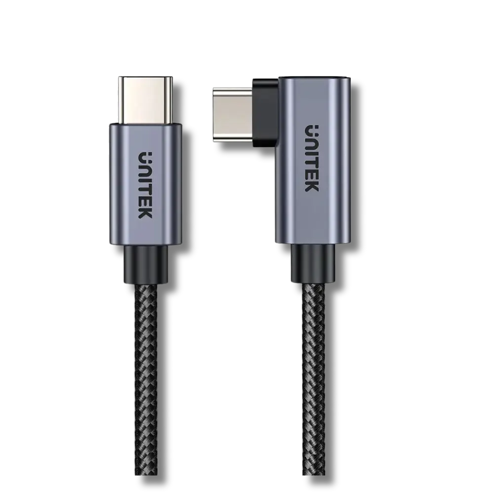 Unitek C14123BK 100W USB-C to USB-C Charging Cable with 90° Connector - متجر TT Tab للتقنيات الحديثة