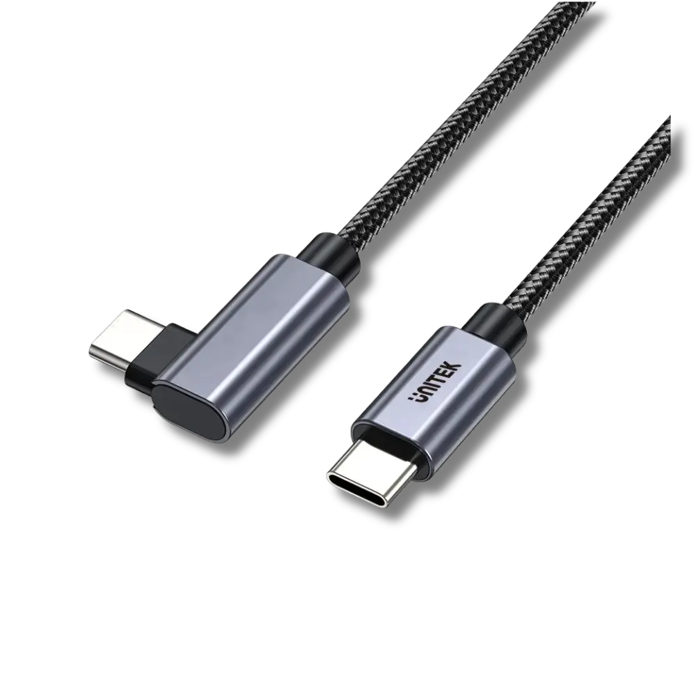 Unitek C14123BK 100W USB-C to USB-C Charging Cable with 90° Connector - متجر TT Tab للتقنيات الحديثة