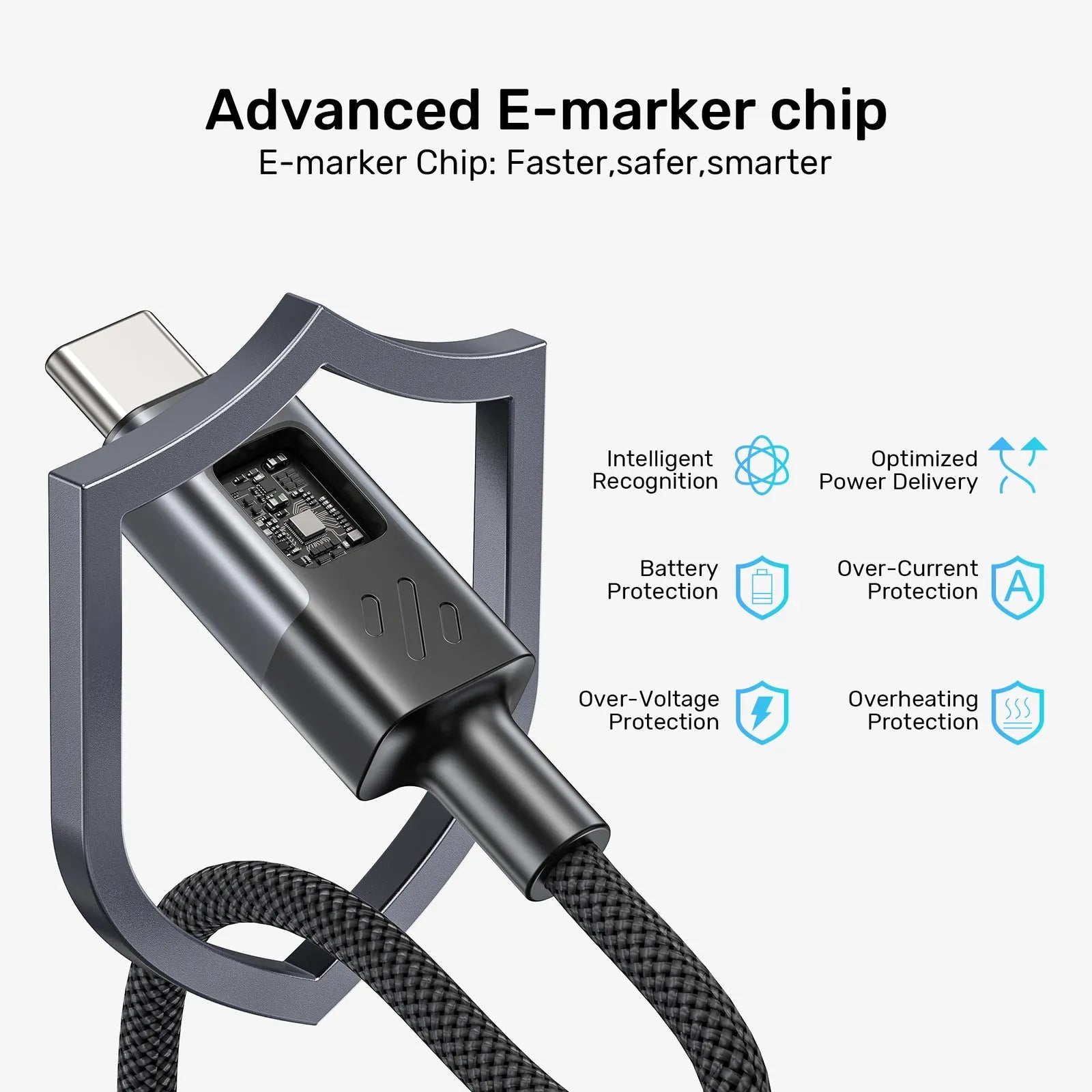 Unitek C14158ABK PD 60W USB-C to USB-C Charging Cable with LED Display - متجر TT Tab للتقنيات الحديثة