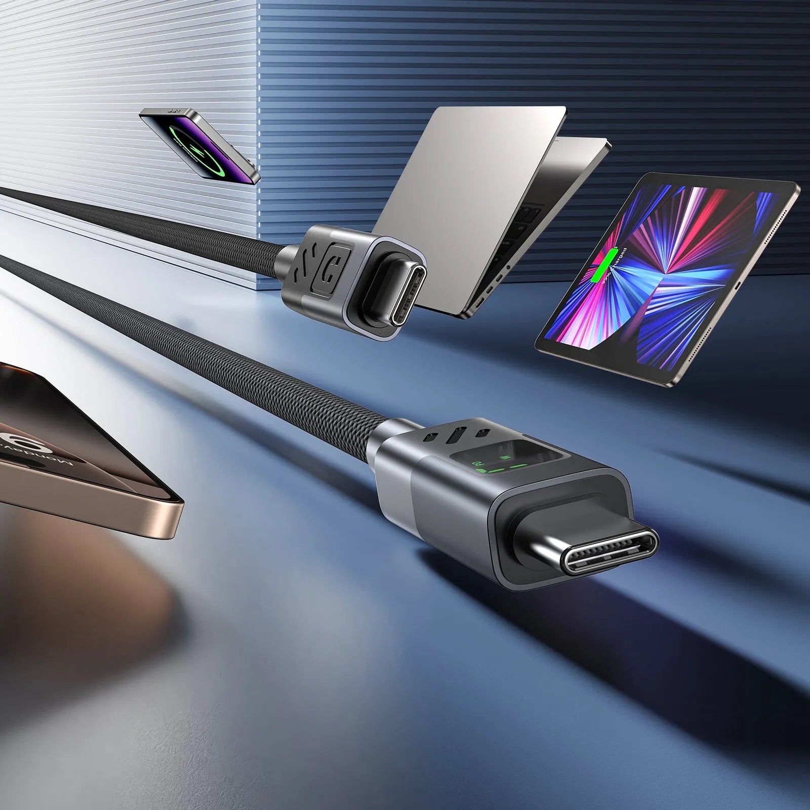Unitek C14158ABK PD 60W USB-C to USB-C Charging Cable with LED Display - متجر TT Tab للتقنيات الحديثة