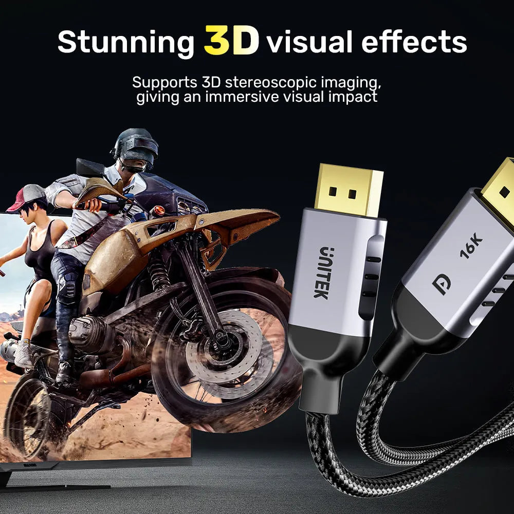 Unitek C1626GY01 Gaming 8K@120Hz DisplayPort 2.1 Cable - للتقنيات الحديثة TT TAB متجر