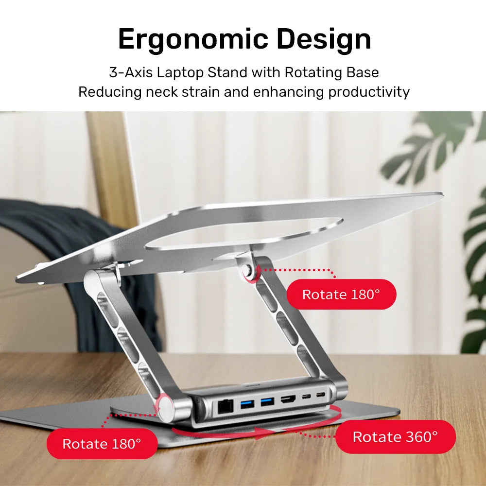 Unitek D1109B Laptop Stand with Detachable USB-C Hub