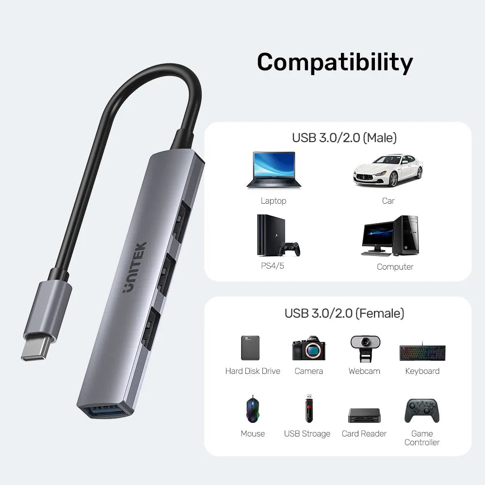 Unitek H1208B 4-in-1 USB-C Hub - متجر TT Tab للتقنيات الحديثة