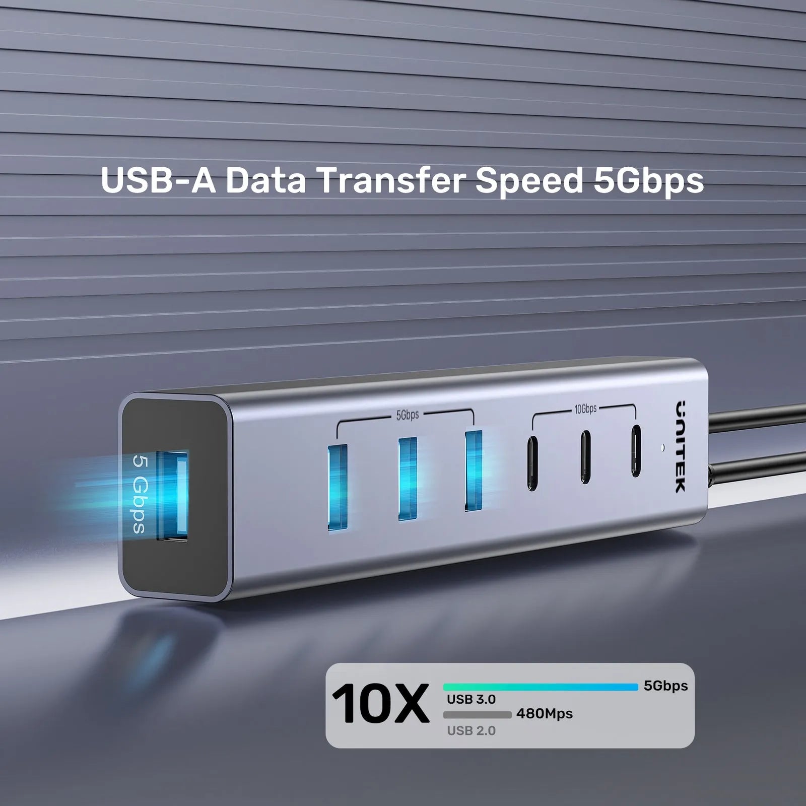 Unitek H1335AGY01 uHUB S7+ 7-in-1 USB-C Hub With 3 USB-C 10Gbps Power Adapter - متجر TT Tab للتقنيات الحديثة