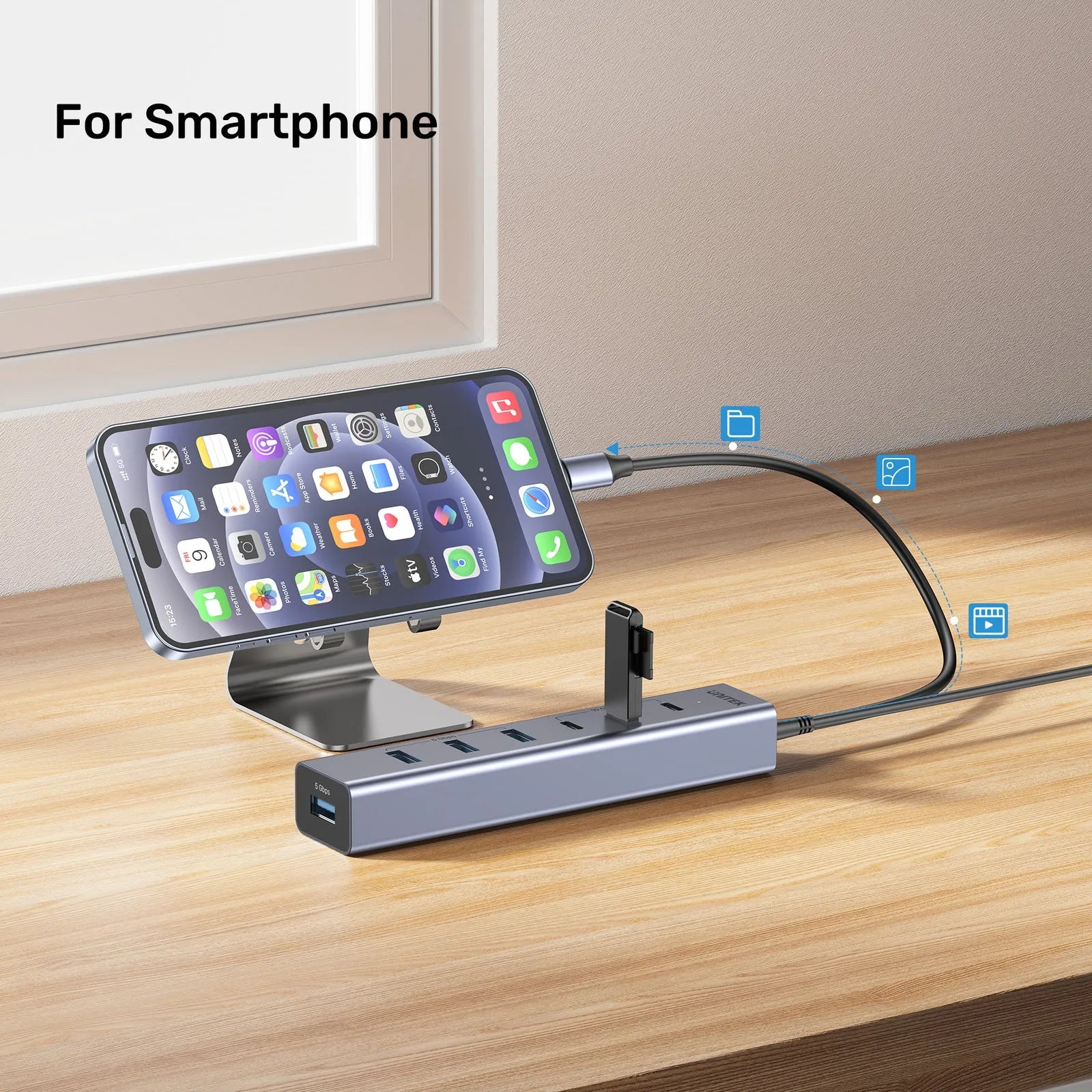 Unitek H1335AGY01 uHUB S7+ 7-in-1 USB-C Hub With 3 USB-C 10Gbps Power Adapter - متجر TT Tab للتقنيات الحديثة