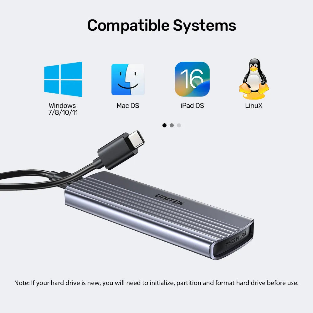 Unitek S1241B01 M.2 PCIe NVMe SSD Enclosure Support up to 8TB - للتقنيات الحديثة TT TAB متجر