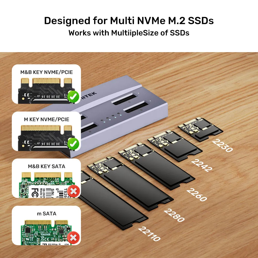 Unitek S1243BGY01 USB4 4-Bay M.2 SSD Docking Station Support Offline Clone - متجر TT Tab للتقنيات الحديثة