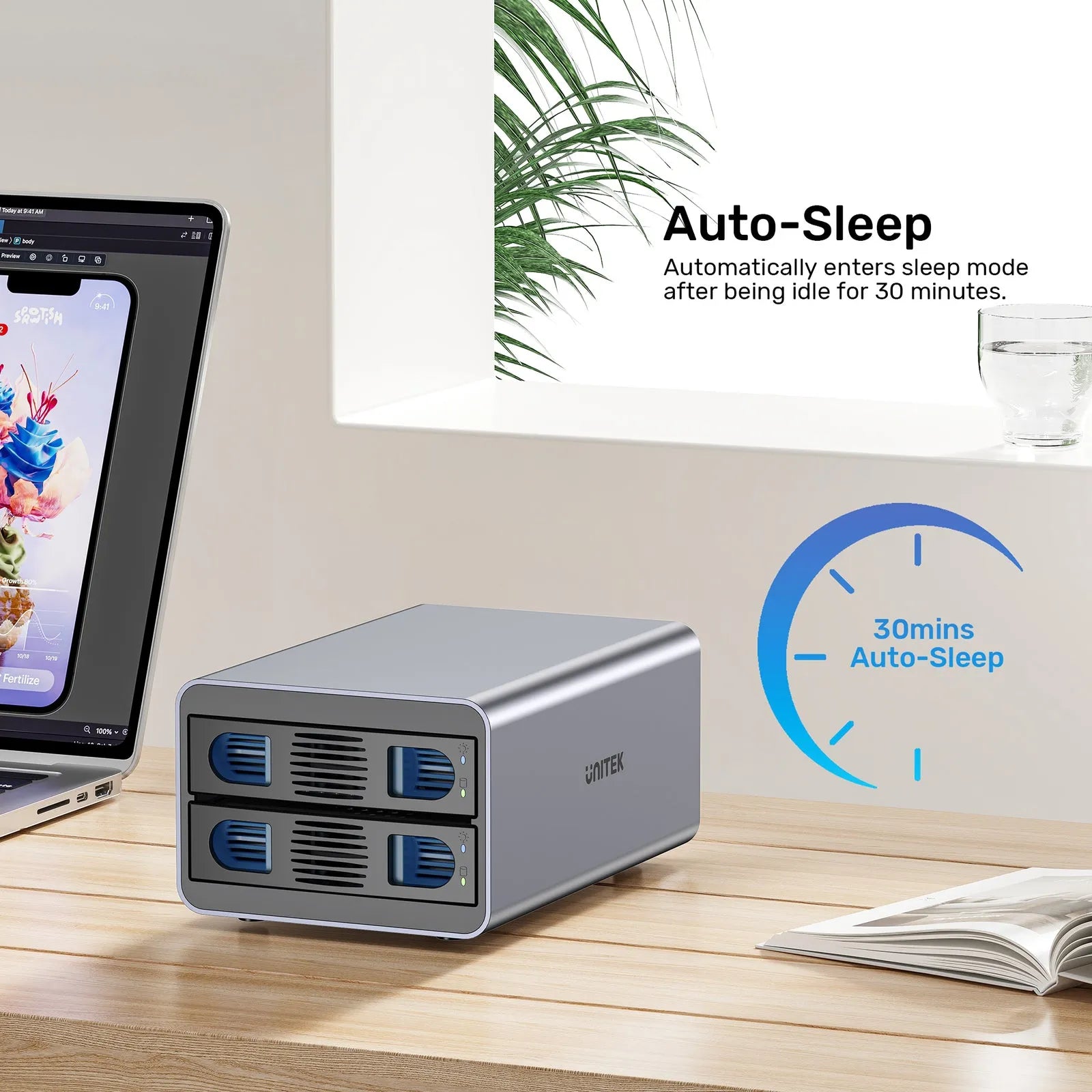 Unitek S1308C 2 Bay USB-C RAID External Hard Drive Enclosure