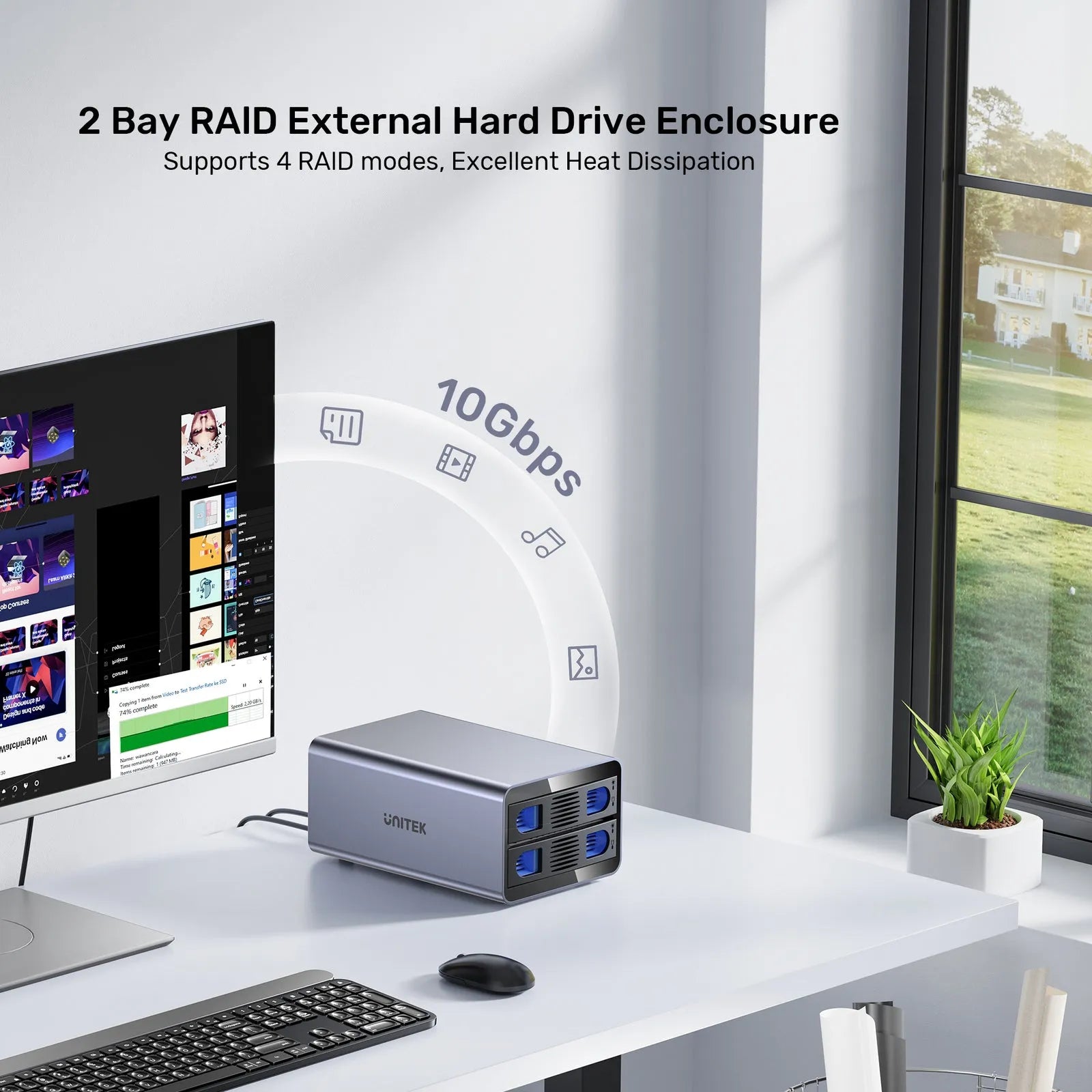 Unitek S1308C 2 Bay USB-C RAID External Hard Drive Enclosure