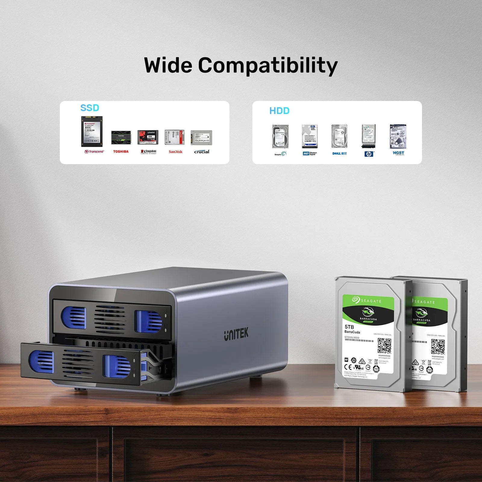 Unitek S1308C 2 Bay USB-C RAID External Hard Drive Enclosure