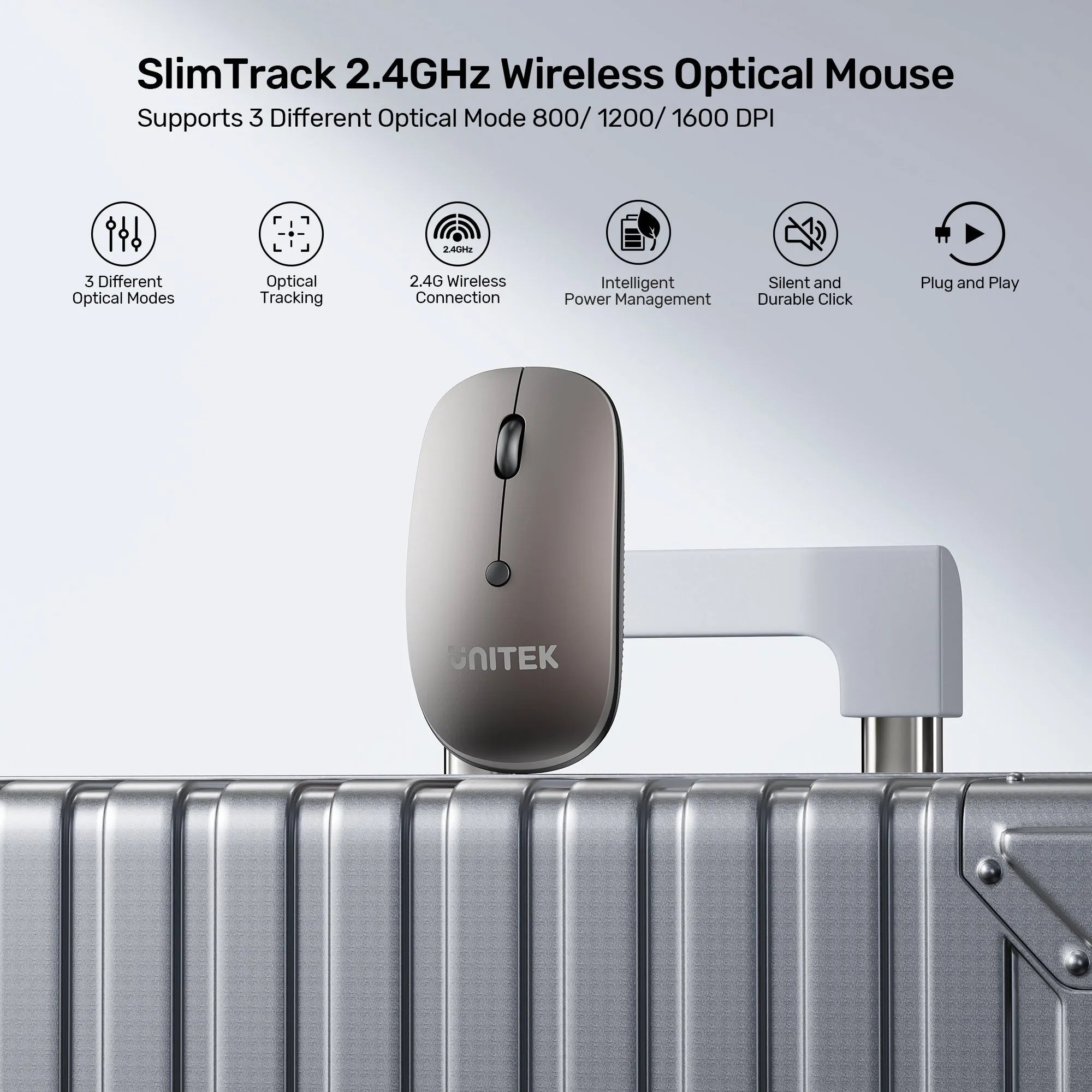 Unitek SlimTrack 2.4GHz Wireless Optical Mouse with Quiet Clicks - متجر TT Tab للتقنيات الحديثة