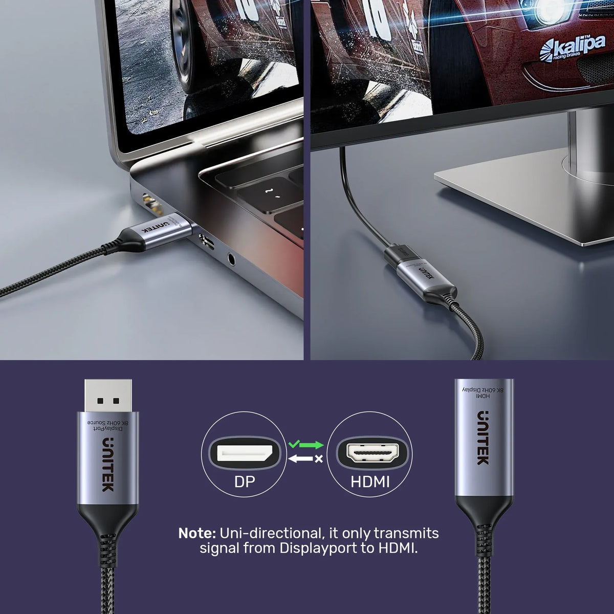Unitek V1611A01 DisplayPort 1.4 to HDMI 2.1 Adapter 8K@60Hz / 4K@120Hz - متجر TT Tab للتقنيات الحديثة