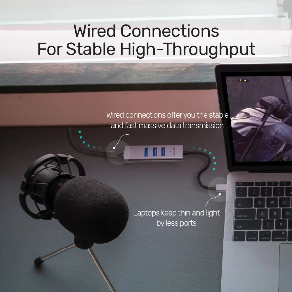 Unitek Y-3088B uHUB Q4+ 4-in-1 Ethernet Hub - متجر TT Tab للتقنيات الحديثة